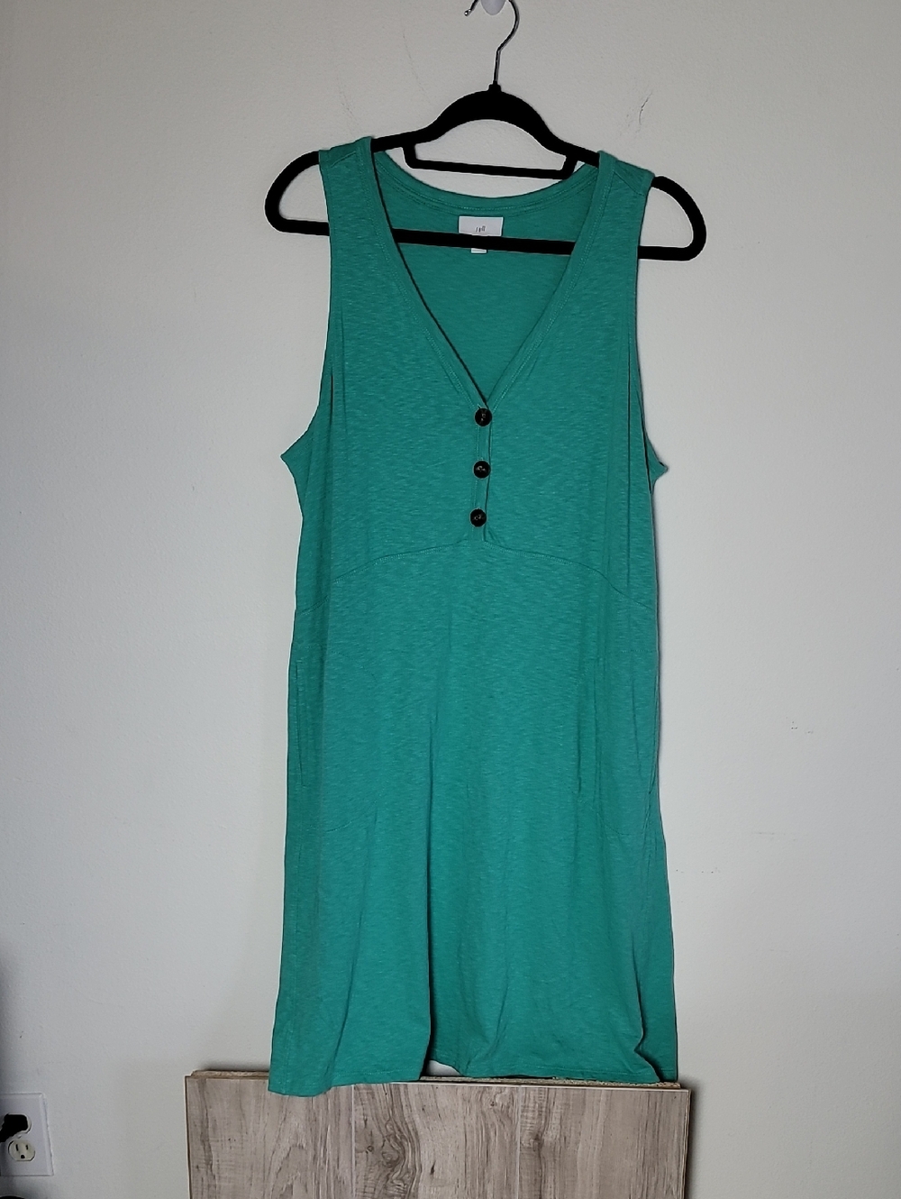 J.JILL SEAMED VNECK TANK DRESS-SLEEVELESS POCKETS Petite Large